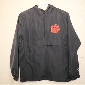 Champion Grey Hoodie with Orange Paw Print
